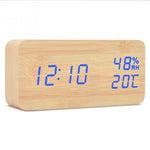 Wood Electronic Multifunction LED Display Desk Clock