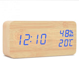 Wood Electronic Multifunction LED Display Desk Clock