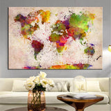 Huge Black World Map Paintings Print On Canvas