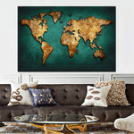 Huge Black World Map Paintings Print On Canvas