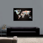 Huge Black World Map Paintings Print On Canvas