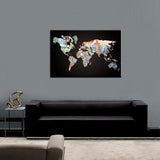 Huge Black World Map Paintings Print On Canvas