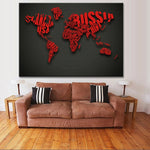 Huge Black World Map Paintings Print On Canvas
