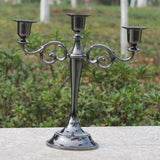 Silver/Gold/Bronze/Black 3-Arms Metal Pillar Candle Holders