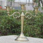 Silver/Gold/Bronze/Black 3-Arms Metal Pillar Candle Holders