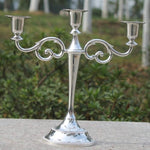 Silver/Gold/Bronze/Black 3-Arms Metal Pillar Candle Holders