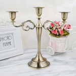 Silver/Gold/Bronze/Black 3-Arms Metal Pillar Candle Holders