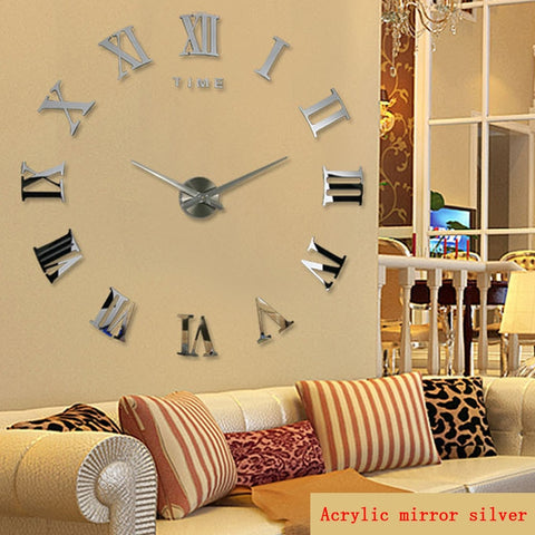 Large Roman Mirror Fashion  Quartz Clocks